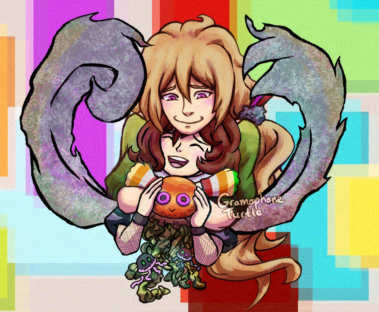 Mixed style, Simple BG - Father and Chisa (OCs)