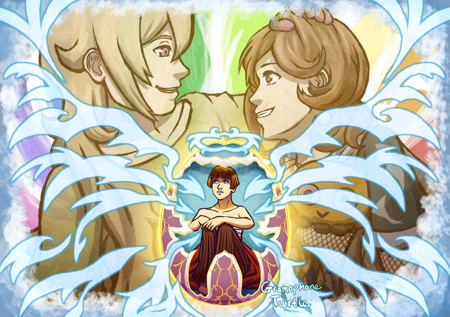 Sharper style, Simple BG - Father & Chisa (My OCs)