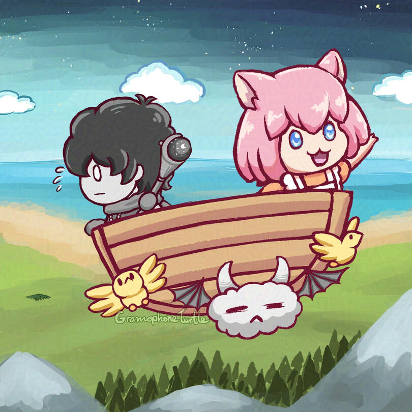 Simple Shaded Chibis from a short comic - my OC Father and itsashowtime's OC Hyou.