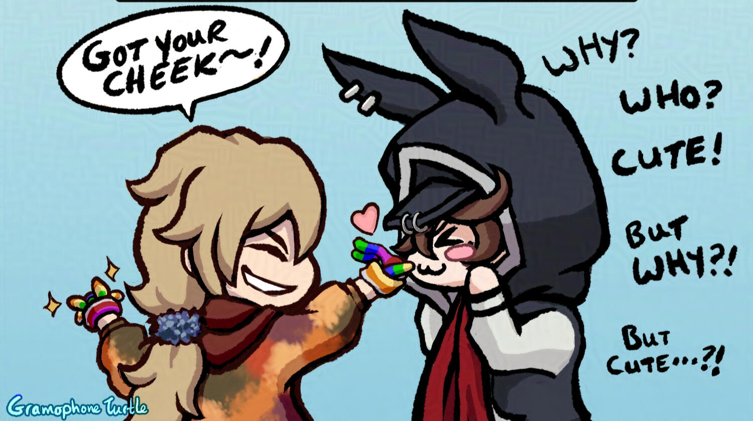 Simple Shaded Chibis from a short comic - my OC Father and itsashowtime's OC Hyou.