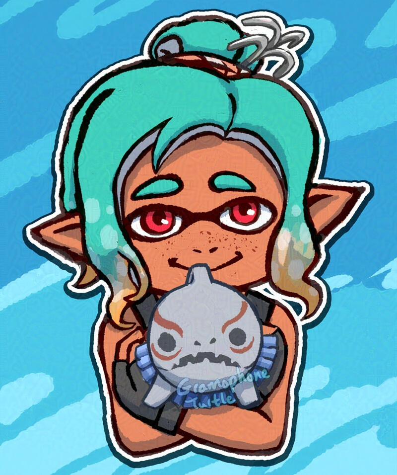 Half Body-ish, Simple Background, with Paper Mario(?) cut out style - Inking (Splatoon Raiders)