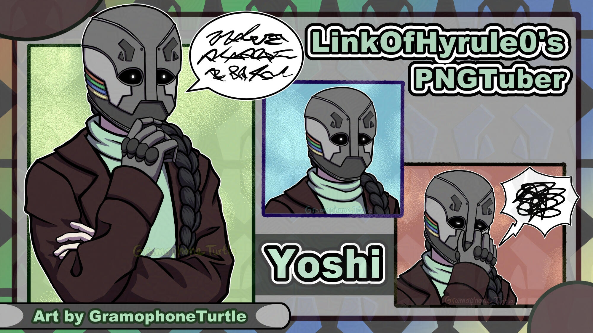 VeadoTube, Half Body, Simple Shading. 3 Poses - Yoshi (Twitch - LinkOfHyrule0's OC)