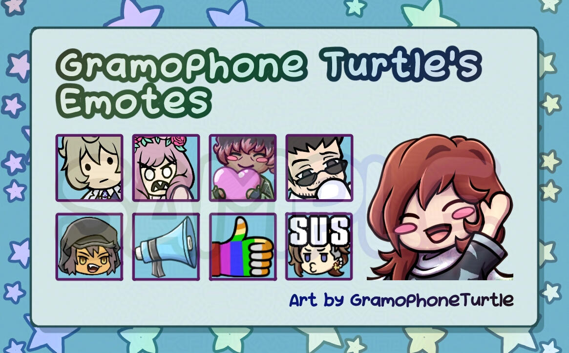 (GramophoneTurtle's) emotes featuring my OCs and TWEWY characters