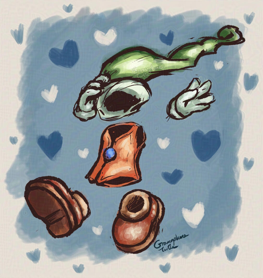 Full Body, Coloured Character Sketch. The Invisible Boy from Moon the RPG